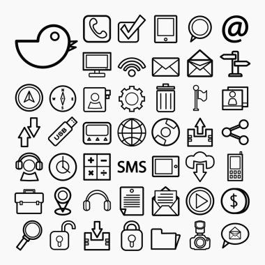 iletişim ve ulaşım Icon set