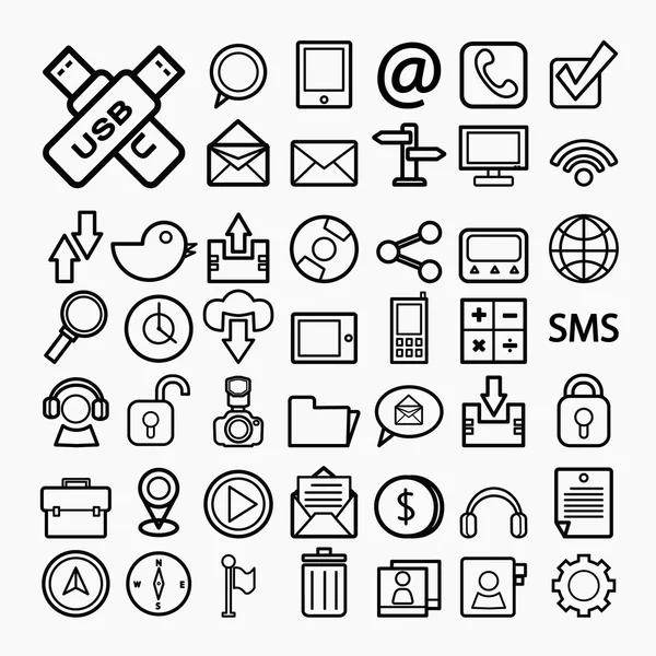 Iconos de comunicación en el Libro Blanco. Ilustración eps10 — Vector de stock