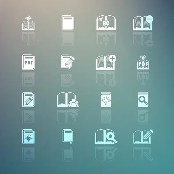 Set of books icons on Retina background — Stock Vector