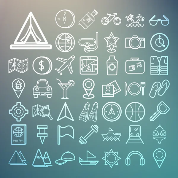 Equipment Travel and sea icons Retina — Stock Vector