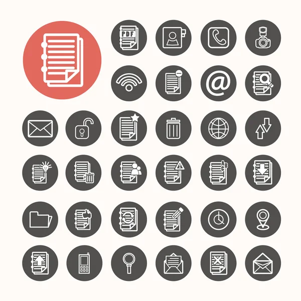 Financiën pictogrammen en documenten Opmerking pictogrammen instellen .illustration eps10 — Stockvector