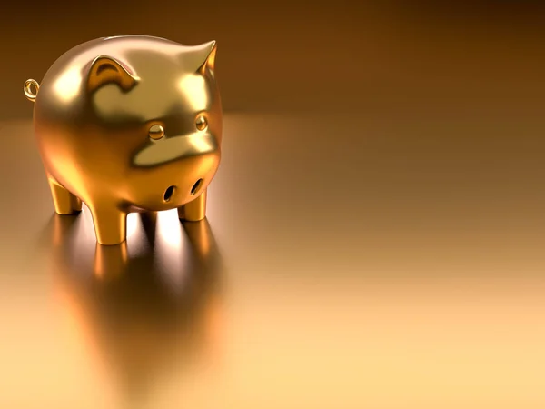 stock image Financial, savings and business concept with a golden piggy bank or money box on background.  3d illustration.