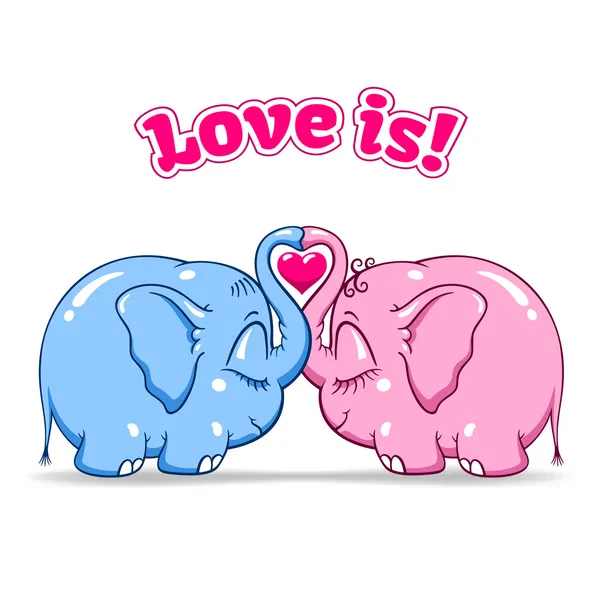 Baby elephant in love on white — Stock Vector