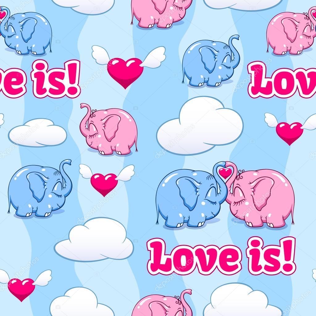 baby elephant in love pattern