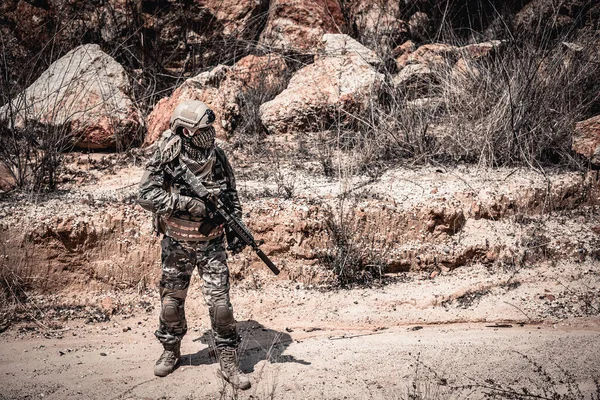 Солдаты Спецназа Войне Пустыне Народ Таиланда Армейский Солдат — стоковое фото