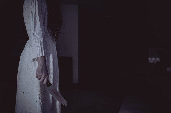 Портрет азиатской женщины макияж призрак лицо, зомби, Хэллоуин концепции