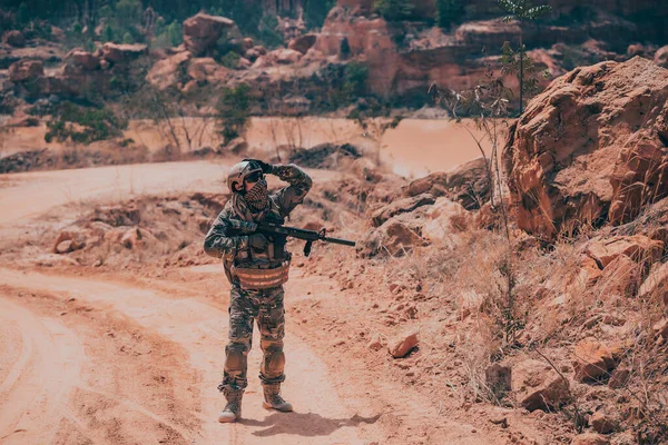 Tentara Pasukan Khusus Pada Perang Padang Pasir Rakyat Thailand Tentara — Stok Foto