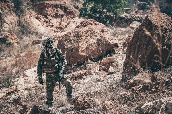 Soldaten Von Spezialeinheiten Auf Kriegen Der Wüste Thailänder Soldaten Der — Stockfoto