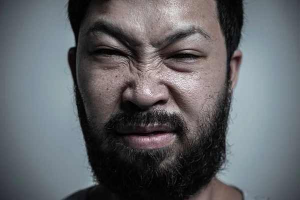 Asian Handsome Man Angry White Background — Stock Photo, Image