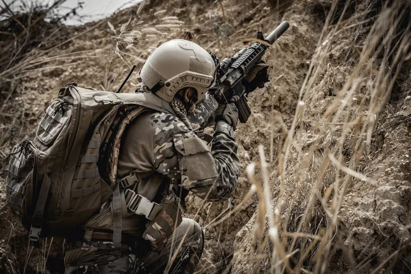 Soldados Forças Especiais Guerras Deserto Povo Tailândia Soldado Exército — Fotografia de Stock