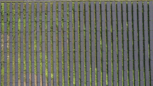 Fazenda Energia Solar Partir Visão Drone Tecnologia Energia Verde — Fotografia de Stock