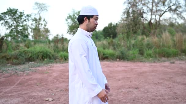 Aziatisch Islam Man Gebed Jong Moslim Bidden Ramadan Festival Concept — Stockvideo