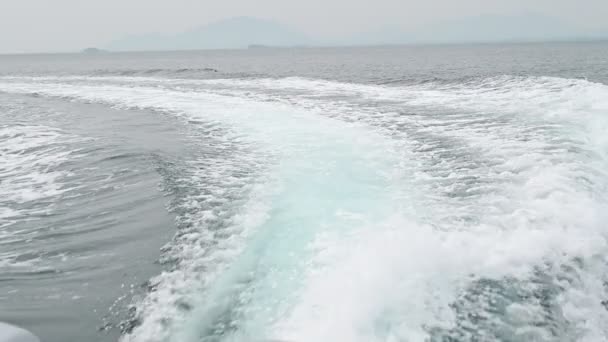 Vista Barco Traseiro Mar — Vídeo de Stock