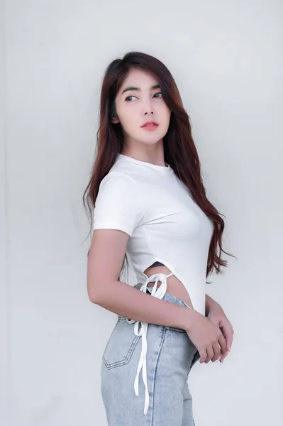 Portré Gyönyörű Ázsiai Modern Stílus Lány — Stock Fotó