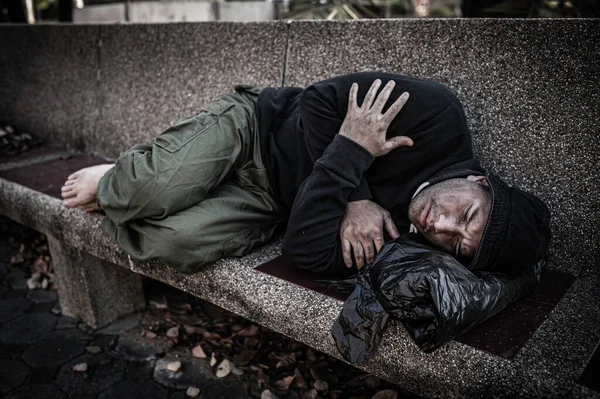 Asiat Bezdomovec Postranní Cestě Cizinec Musí Žít Cestách Sám Protože — Stock fotografie