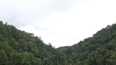 Sisli yağmur mevsiminde, en bulutlu dağ manzarası  