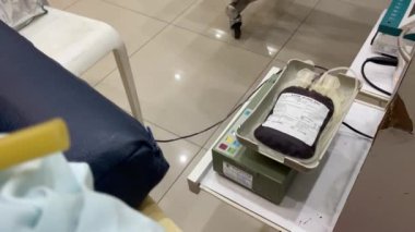 Blood drive concept, Asian handsome man donate blood for human
