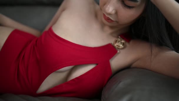 Portrait Asian Sexy Woman — Stock Video
