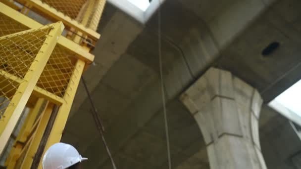 Asian Female Engineer Works Motorway Bridge Construction Site Civil Worker — Stock videók