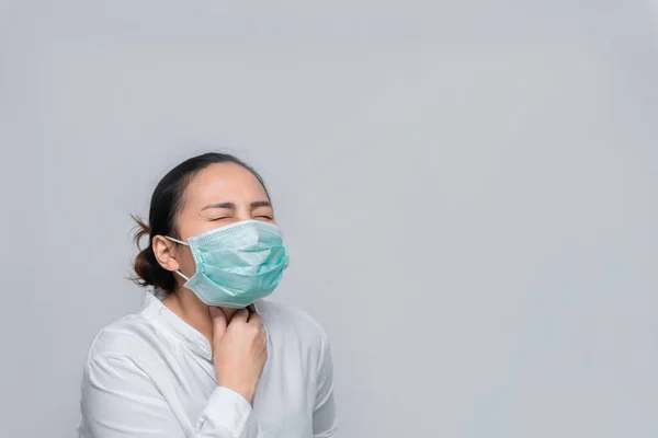 Ázsiai Üzlet Városban Thaiföld Egy Lány Visel Védelmi Orvosi Maszkot — Stock Fotó