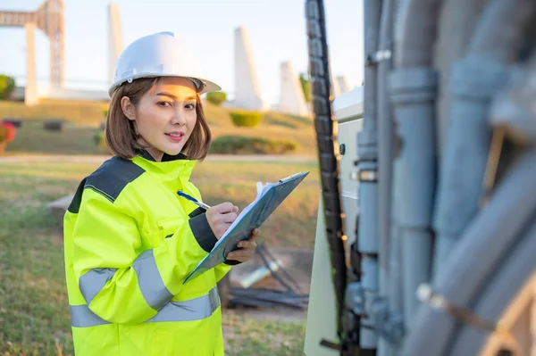 Telecommunication engineers work at cell towers for 5G cell phone signals,Network tower maintenance technicians