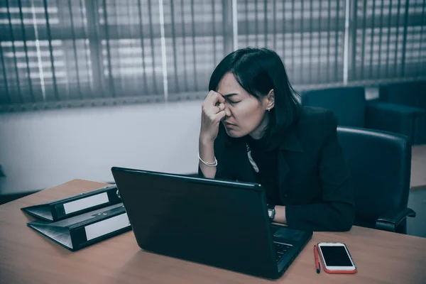 Üzletasszony Stressz Főnök Titkár Egy Kemény Munka Thai Emberek Munkás — Stock Fotó