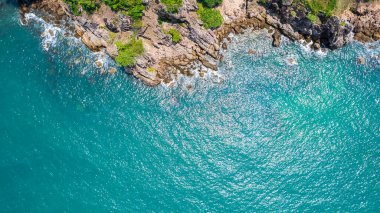 View of island from drone angle,Chanthaburi province of thailand,High angle of sea
