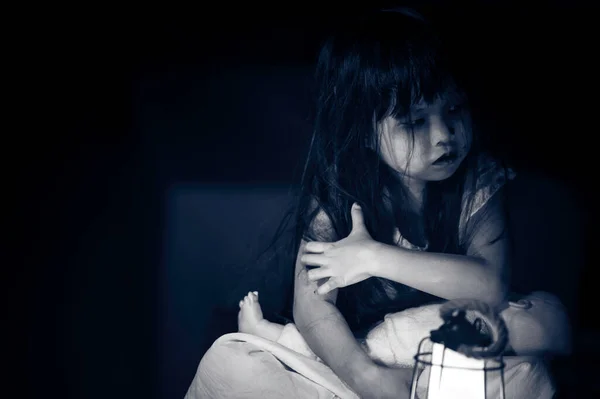 Sad Child Ghost Night Halloween Festival Concept Friday 13Th Horror — Fotografia de Stock