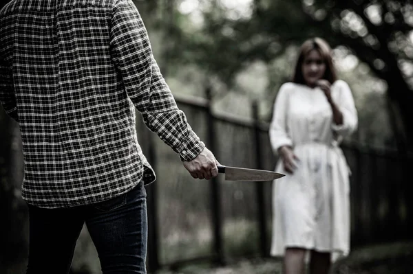 Serie Mördare Scen Väg Att Döda Asiatisk Kvinna Koncept Thriller — Stockfoto
