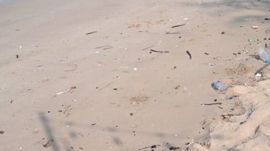 Due to the large number of tourists visiting and not keeping clean, the beach is dirty.