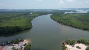 Bird eye view of the mangrove forest from drone, Chanthaburi of Thailand