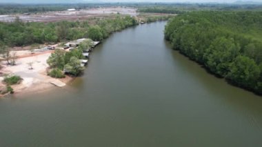 Bird eye view of the mangrove forest from drone, Chanthaburi of thailand