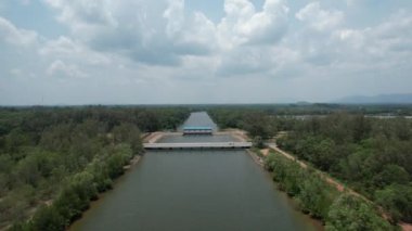 Bird eye view of the mangrove forest from drone, Chanthaburi of thailand