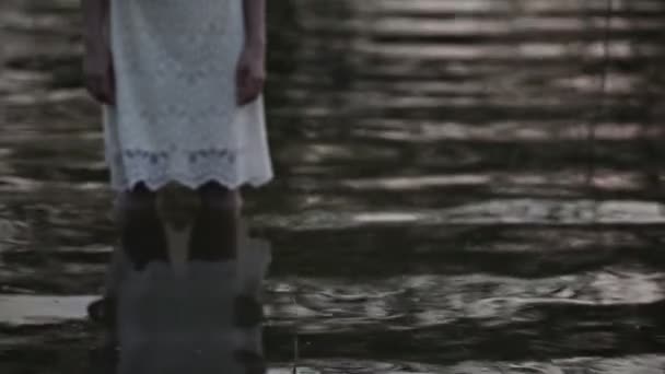 Portrait Asian Woman Make Ghost Face Swamp Horror Water Scene — Stock Video