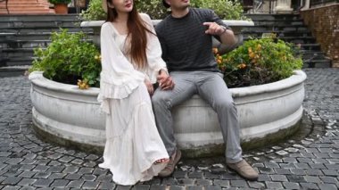 Happy Young asian couple travel at old town Italy style, Honeymoon couple after marriage, Toursit concept