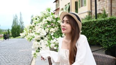 Asian woman travelling at the old town Italy style, Alone travel, Lifestyle of single girl