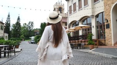 Asian woman travelling at the old town Italy style, Alone travel, Lifestyle of single girl