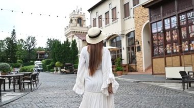 Asian woman travelling at the old town Italy style, Alone travel, Lifestyle of single girl
