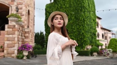 Asian woman travelling at the old town Italy style, Alone travel, Lifestyle of single girl