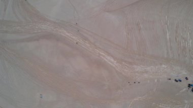 Mui Ne in Vietnam is a tourist destination with desert and sea, Bird eye view from drone