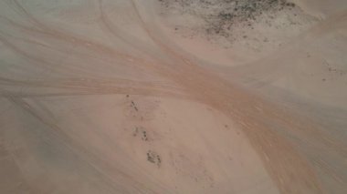 Mui Ne in Vietnam is a tourist destination with desert and sea, Bird eye view from drone