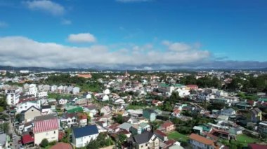 View of Dalat city, Vietnam from drone angle, Da Lat is a city located in a valley with cool weather all year round.