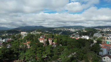 View of Dalat city, Vietnam from drone angle, Da Lat is a city located in a valley with cool weather all year round.