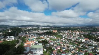 View of Dalat city, Vietnam from drone angle, Da Lat is a city located in a valley with cool weather all year round.