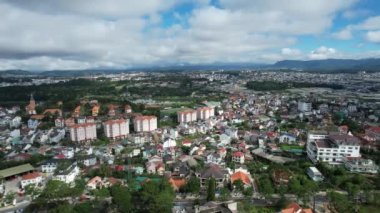 View of Dalat city, Vietnam from drone angle, Da Lat is a city located in a valley with cool weather all year round.