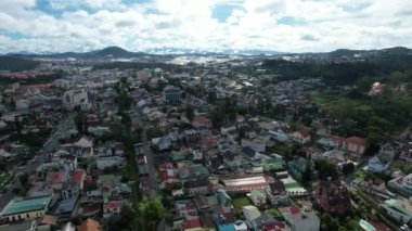 View of Dalat city, Vietnam from drone angle, Da Lat is a city located in a valley with cool weather all year round.