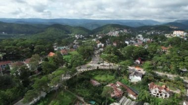 View of Dalat city, Vietnam from drone angle, Da Lat is a city located in a valley with cool weather all year round.