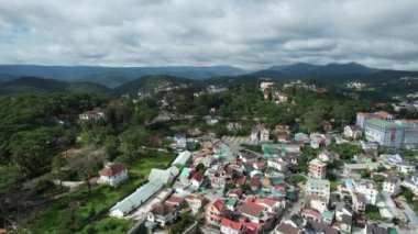 View of Dalat city, Vietnam from drone angle, Da Lat is a city located in a valley with cool weather all year round.