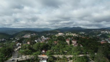 View of Dalat city, Vietnam from drone angle, Da Lat is a city located in a valley with cool weather all year round.