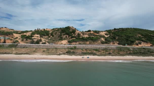 Mui Vietnam Tourist Destination Desert Sea Bird Eye View Drone — стоковое видео